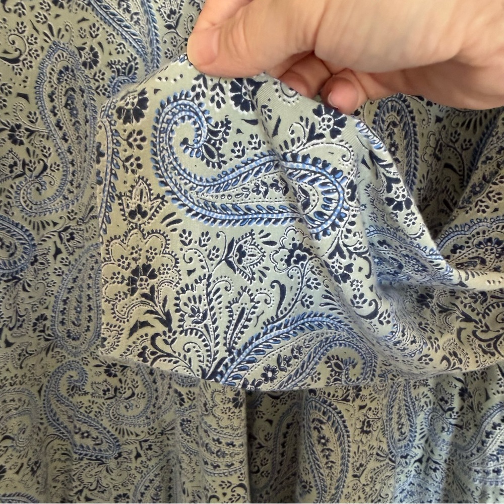 J Jill Simply Supima Cotton Paisley V Neck Tunic Women XL Long Sleeve Side Slit - Picture 6 of 10